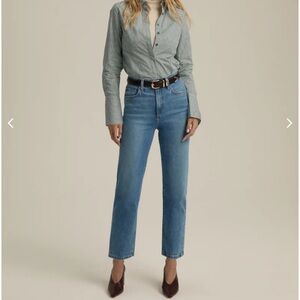 Favorite Daughter Valentina Crosby Jean 34 Mid Wash Straight Ankle